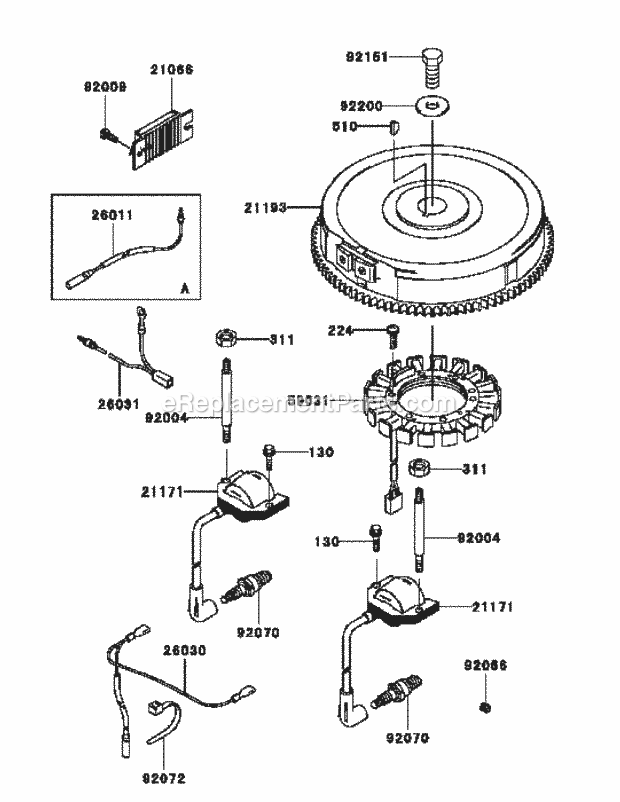 Kawasaki Fh721v-Bs24 Electric Equipment Diagram and Parts List for M54-KW 53AI8CT4050 Cub Cadet Sprayer